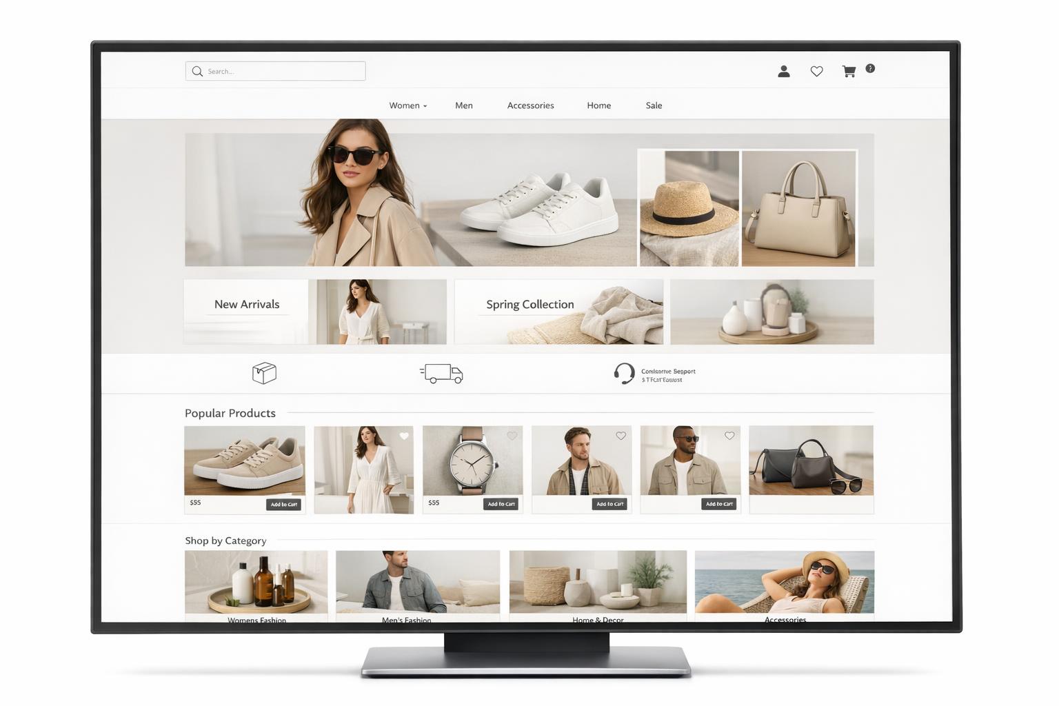 projekt sklepu e-commerce na ekranie komputera z widokiem UX